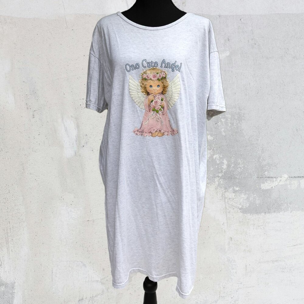 Vintage Y2K Angelcore Graphic Tee | Oversized 2000s One Cute Angel T Shirt